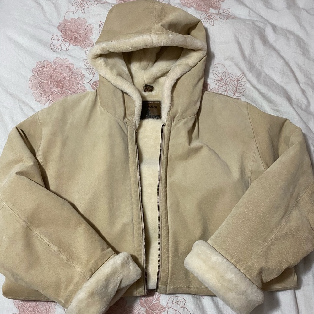 Tan leather coat